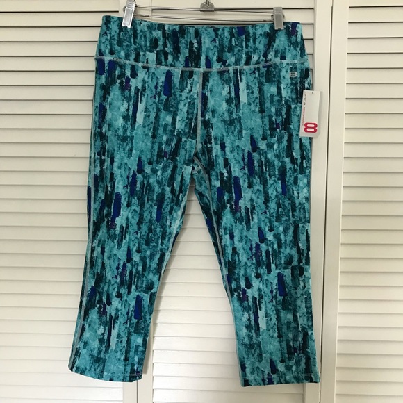 Layer 8 Performance Cropped Pants, NWT, Sz L, Teal - Picture 1 of 3